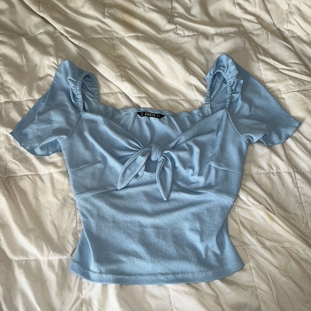 SHEIN Front Tie Princess Sleeve Top